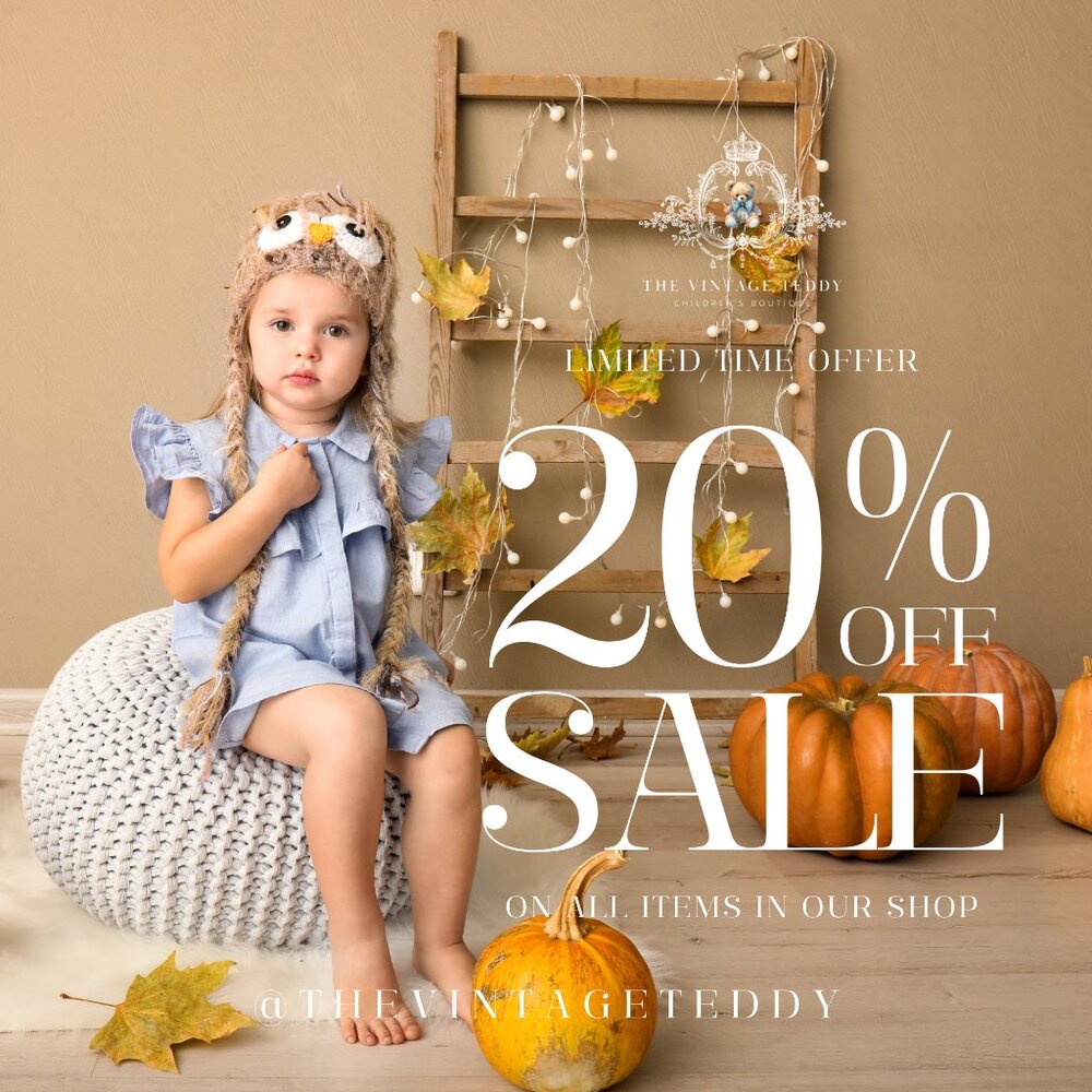 Fall Leaves & Laugher! Autumn Sale 20% Off @thevintageteddy
